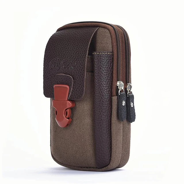 Casual Male Zipper Men Waist Bags Small Solid Color Card Holder 4 Inch Phone Packs Belt Fanny Purse 2023 New